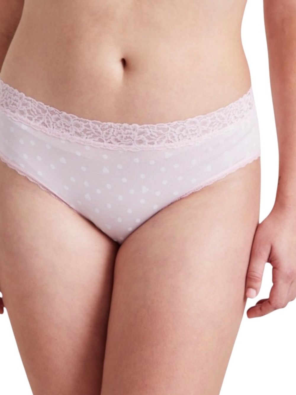 State of Day Women's Cotton Blend Lace-Trim Hipster Underwear, Heart Pink XS NWT